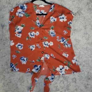 Front tie floral blouse